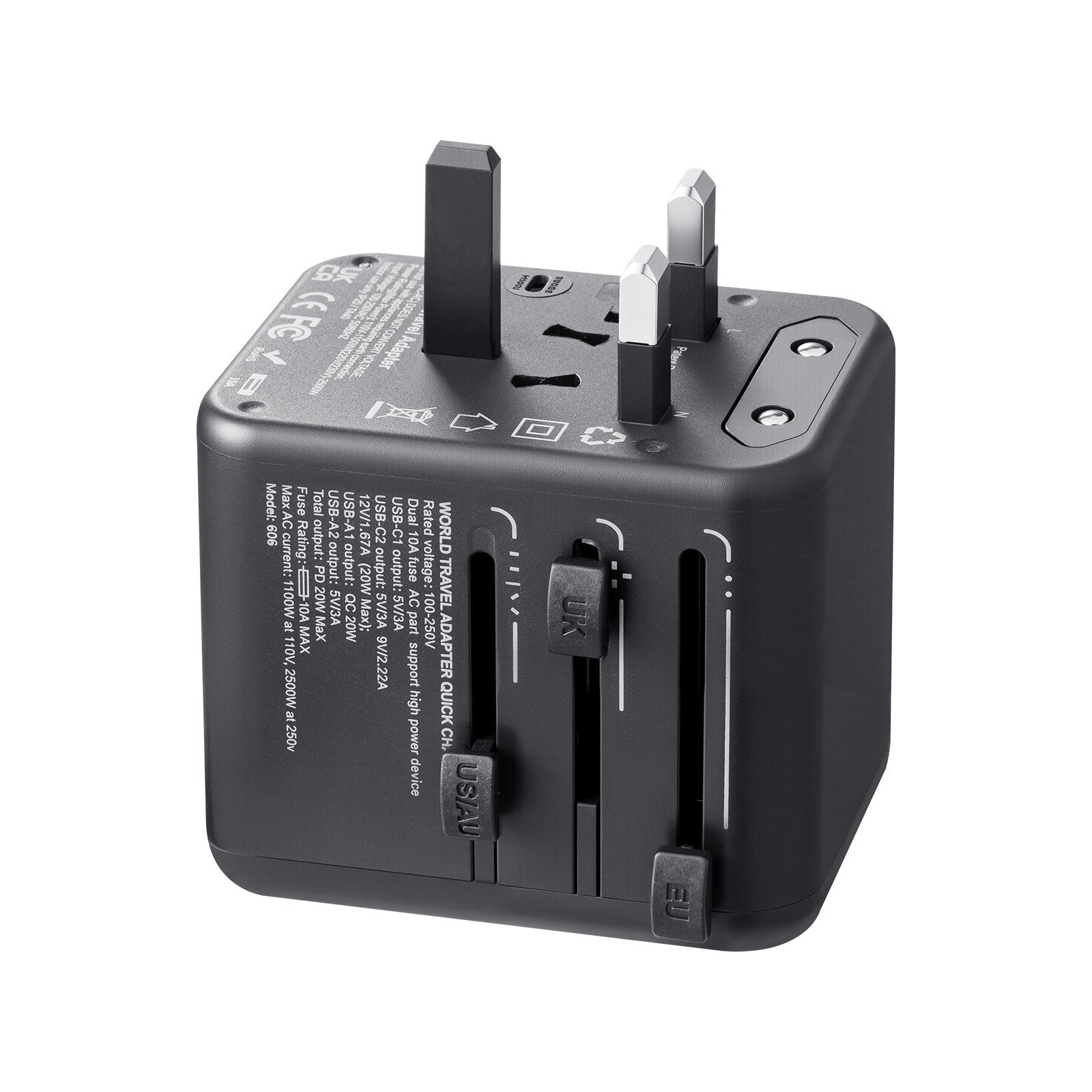 Universal Travel Adapter International 5 In 1 USB AC Wall Charger Power Plug