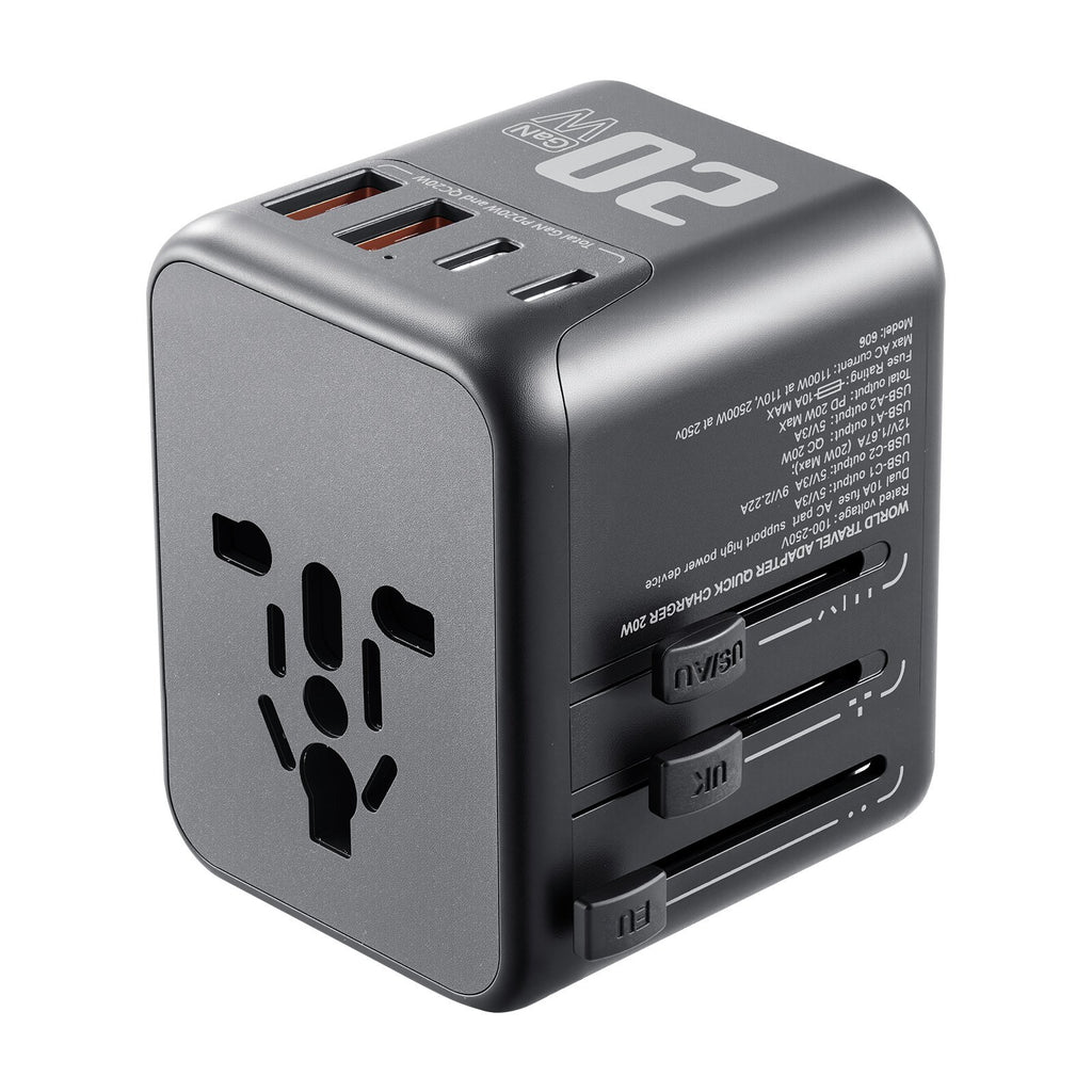 Universal Travel Adapter International 5 In 1 USB AC Wall Charger Power Plug