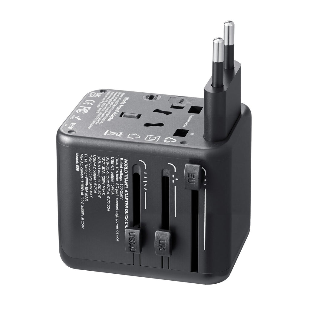 Universal Travel Adapter International 5 In 1 USB AC Wall Charger Power Plug