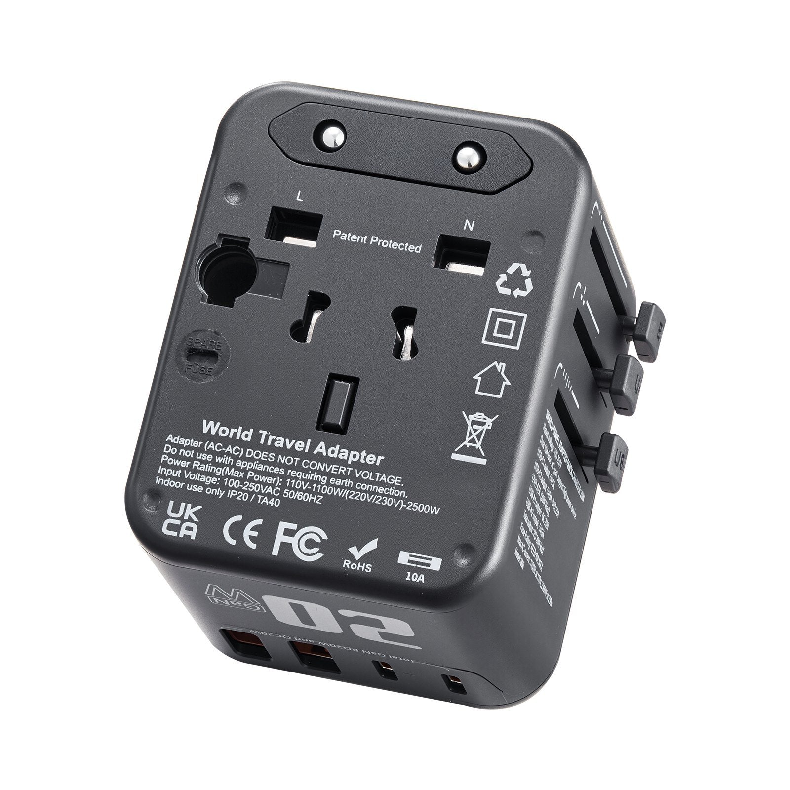 Universal Travel Adapter International 5 In 1 USB AC Wall Charger Power Plug
